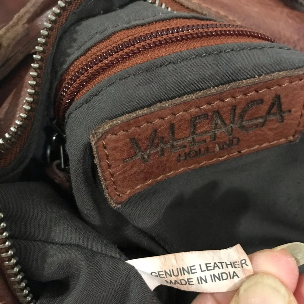 Vilenca Holland Woven Leather Backpack Brown